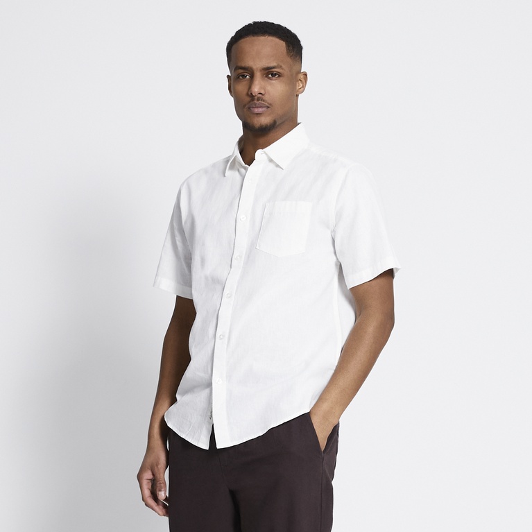 Short sleeve linen blend shirt "Isak" Off white